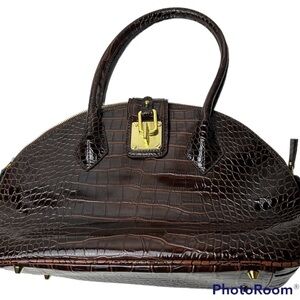 ABIGAIL RIGGS FAUX-ALLIGATOR BAG PURSE BROWN SATCHEL SHOULDER HANDBAG MS ANTHONY